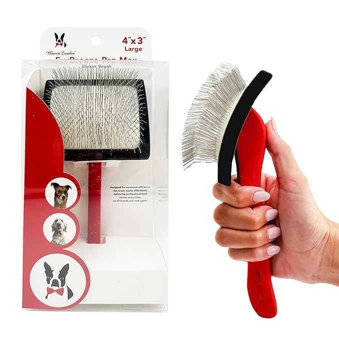 Warren London FurBreeze Pro Max Doodle Brush for Dogs – 4" x 3" Grooming Brush for Long & Thick Coats – Removes Mats & Tangles – Ideal for Goldendoodles, Poodles, Labradors – Professional Groomers