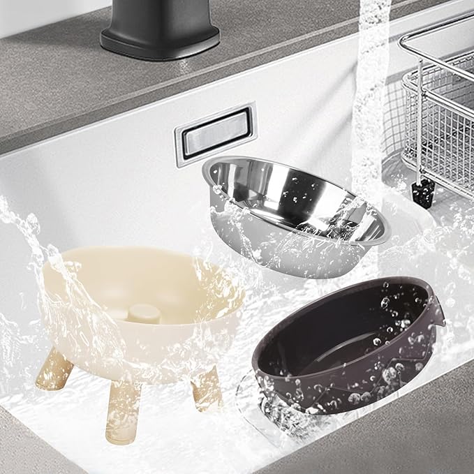 2 in 1 Raised Cat Bowls, Cute Cat Food Bowls Elevated with Non-Slip Stand, Detachable Anti Vomiting Stainless Steel Pet Bowl for Kitten, Cats, Puppies, Small Dogs Indoor/Outdoor