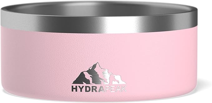 Hydrapeak Dog Bowl; Non Slip Stainless Steel; Water and Food Dish; Large Sized and Small Dogs; 32oz 64oz; Multiple Sizes; 4 Cup | Pink
