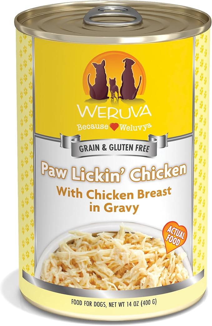 Weruva Classic Dog Food, Paw Lickin’ Chicken with Chicken Breast in Gravy, 14oz Can (Pack of 12)