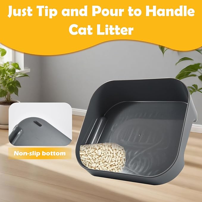 SpaceTime Elevated Cat Litter Mat,Trapping litter box mat with Filter Function,Small Waterproof Cat litter pad/Ramp/steps for Indoor Floor,Easy to Clean,Suitable for Kittens & Senior Cats (Grey)