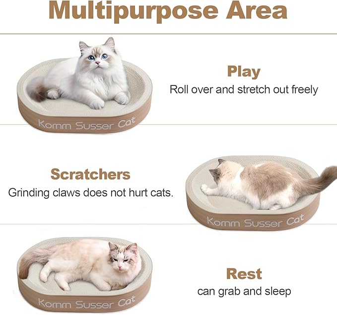 23.43"x16.9" Huge Cat Scratcher Bowl Heavy-Duty White Cardboard Cat Scratcher Bed - Durable Oval Scratching Pad & Lounge Bed with Bonus Mini Scratching Board(White)