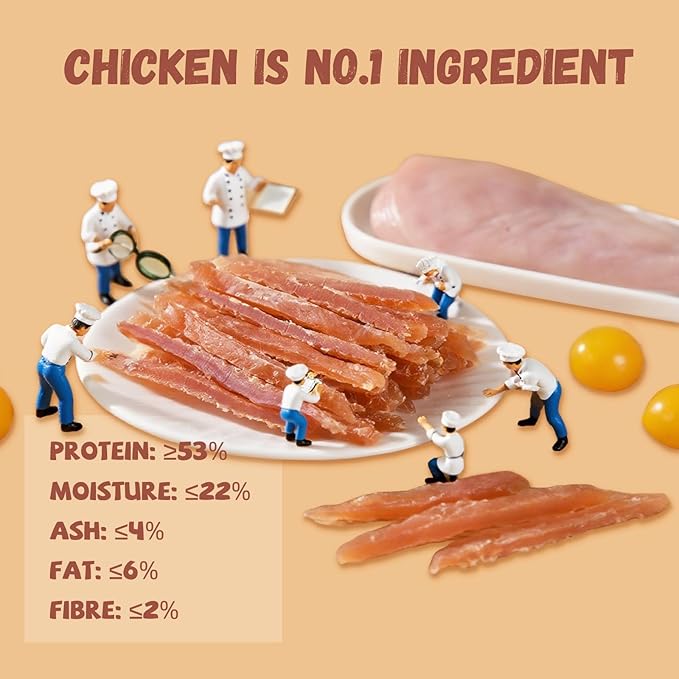 Chicken Jerky Strips Dog Treats, Human Grade Dehydrated Chicken Snacks w/Taurine, Soft & Easily Digestible Training Treats for Small Medium Large Dogs, Rawhide-Free, Grain-Free, 10.6oz