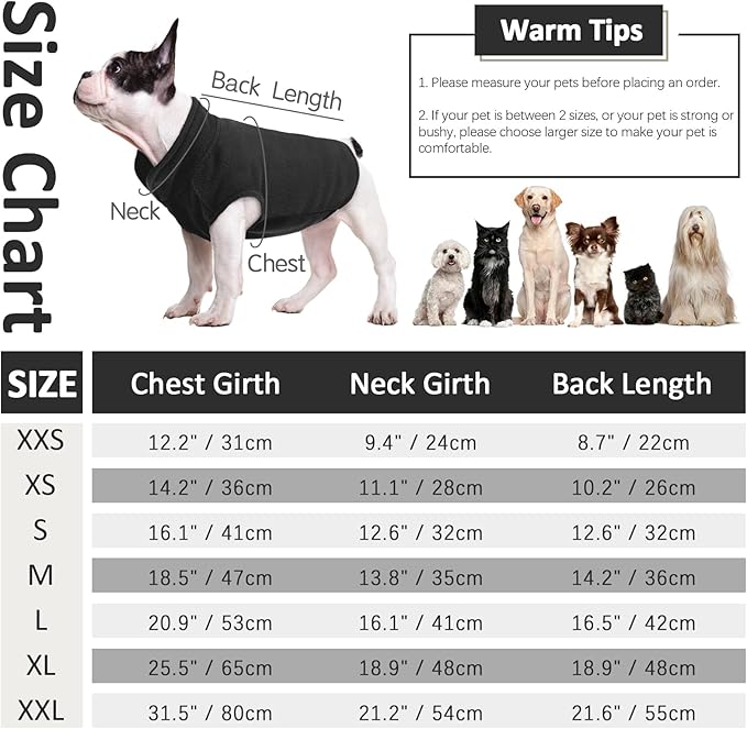 FUAMEY Dog Fleece Vest for Large Dogs,Warm Stretchy Dog Sweatshirts Pullover with Leash Hole Dogs Sweater Soft Pet Turtleneck Cozy Pet Vest Lightweight Sleeveless Black XL