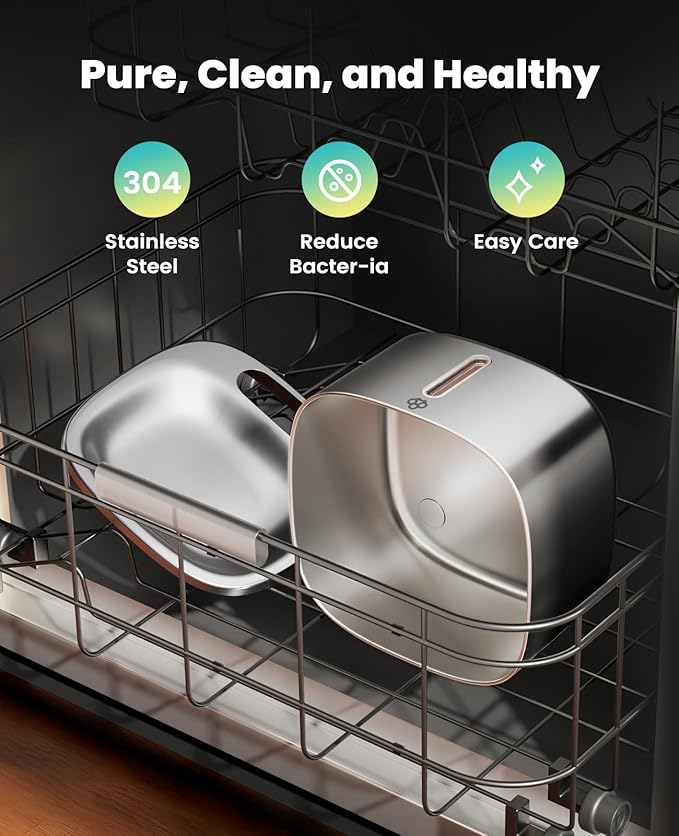 oneisall Wireless Cat Water Fountain, 3.5L/118oz Battery Operated Pet Drinking Fountain Stainless Steel, Running Water Dispenser Fountains for Cats, Cordless&Rechargeable with Motion Sensor(Hale 3.5L)