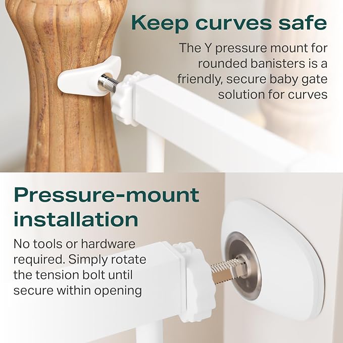 Cumbor 36" Extra Tall Baby Gate for Stairs, 29.7-40.6"(Extensions Included) Wide Dog Gate for Doorways, Pressure Mounted Auto-Close Pets Gates for Dogs Indoor, Durable Safety Child Gate, White