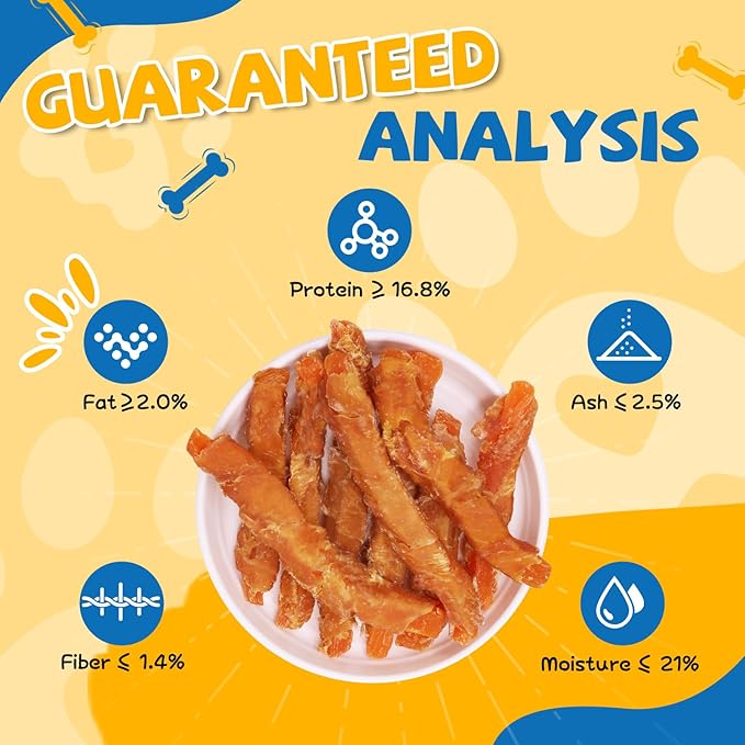 Gazeupon Dog Treats, Chicken Wrapped Sweet Potato, Healthy Training Snacks for Dogs w/Glucosamine Chondroitin, Rawhide Free