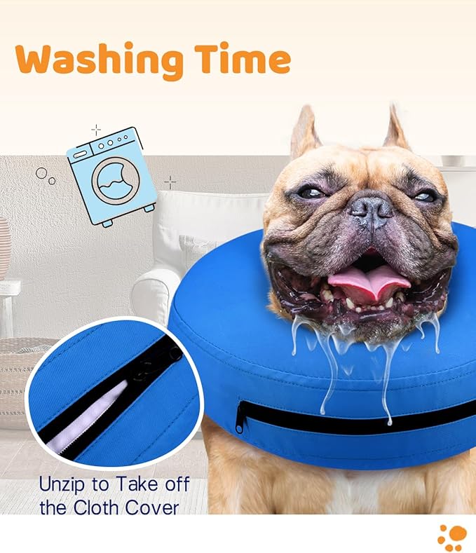 Supet Inflatable Dog Cone for Dogs to Stop Licking, Dog Neck Donut Collar Recovery E Collar to Stop Licking, Soft Pet Cone for Small Medium Large Dogs