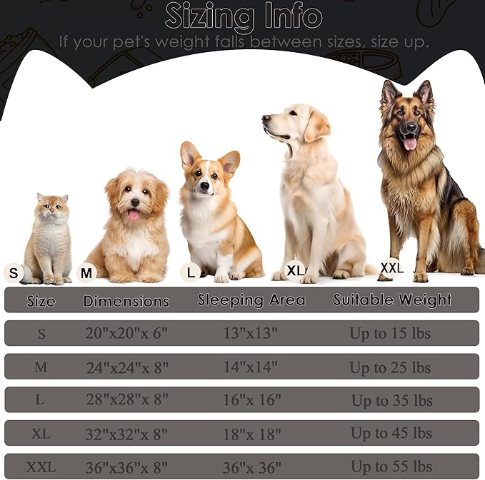 Dog Beds Large Sized Dog and Cats, 32in Pet Beds for Large Pet, Washable Indestructible Extra Large Dog Bed (Black)