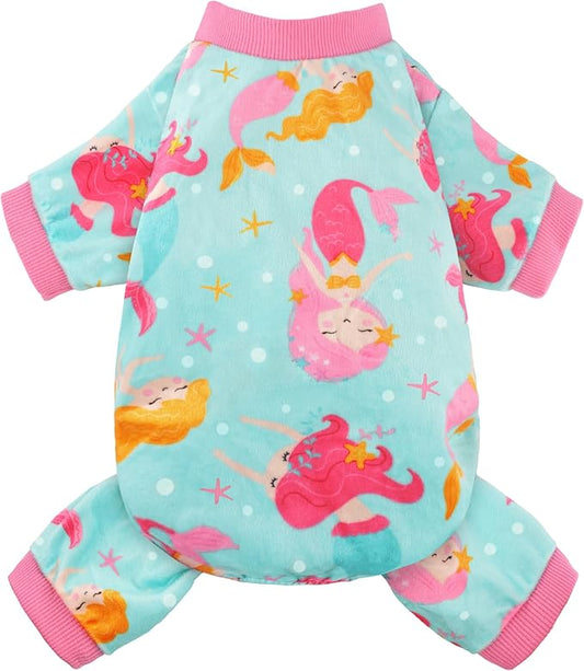 Dog Pajamas Soft Lightweight Dog Onesies Outfit Clothes for Small Medium Large Puppy Pjs for Pet Boys Girls Dogs Cats (S (Back: 10",Chest: 14", Neck: 9.5"), Mermaid)