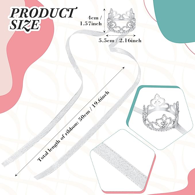 2 Pcs Dog Crown Headband Dog Tutu Dress Set Crystal Rhinestone Tiara Crown Tutu Skirt Pet Dress Costume for Puppy Birthday Party Wedding Photo Prop Costume(Small,Rose Red, White)