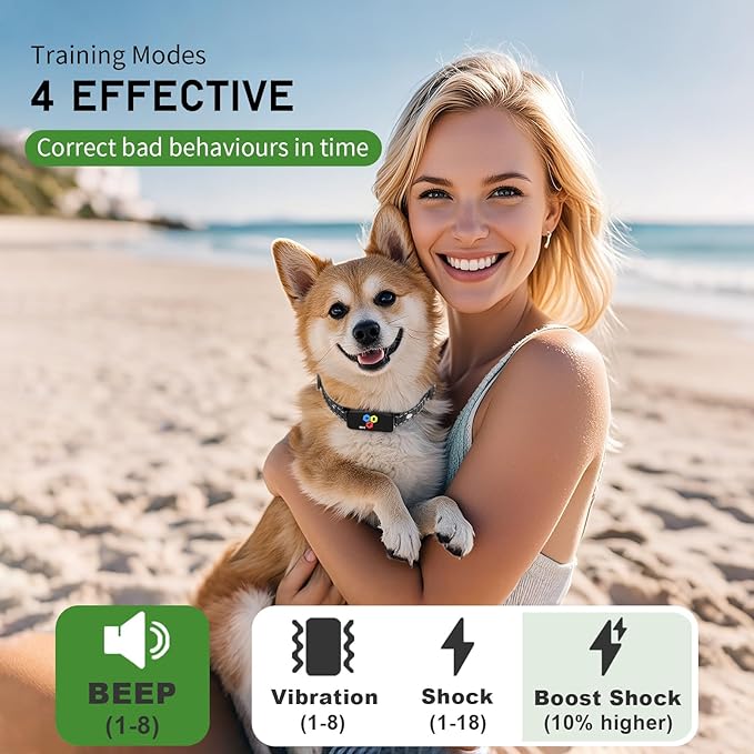 3300ft Dog Training Collar with Remote,Waterproof Dog Shock Collar for Small Medium Large Dogs, Electric Dog Collar with Beep Vibration Shock Boost Shock and Security Lock (Black 2)