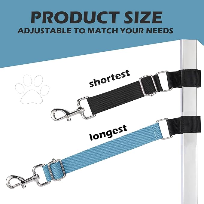 Pet Dog Grooming Loops Adjustable Nylon Restraint Loop Table Arm Accessories Extension Straps Extender Strap for Dogs Grooming Table Bathtub Trimming (Sky Blue & Black)