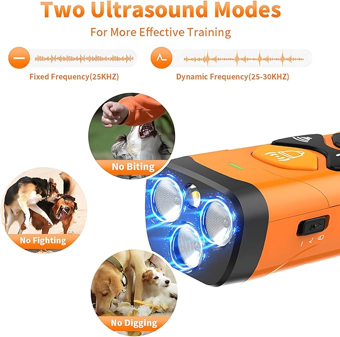 Dog Bark Deterrent Device to Correct Bad Behavior | 25ft Range & 3 Training Modes - Humane, Rechargeable for Home/Yard