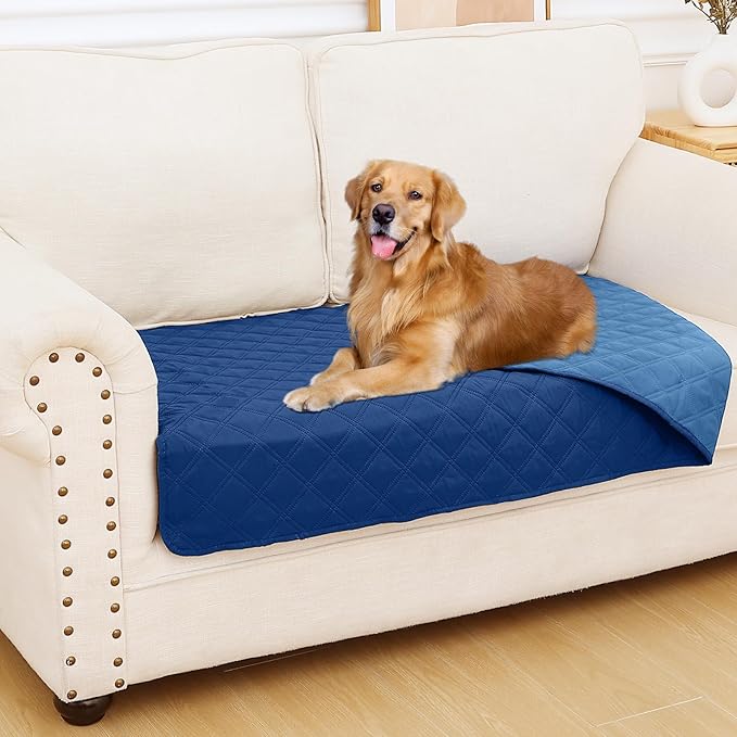 Smiry Waterproof Dog Blanket, Reversible Dog Bed Cover Pet Blanket, Soft Pet Couch Covers for Sofa Washable, Bed Couch Sofa Furniture Protector for Puppy Cat Kids (30"x53", Navy/Blue)