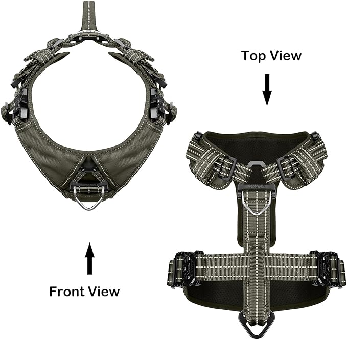 ICEFANG Dog Strap Harness with 4 x Metal Buckles,for X-Large Sized Dog,K9 Vest,Y-Shape Chest,Adjustable Pet Harness,No-Pull Front Leash Clip (X-Large (Pack of 1), Green)
