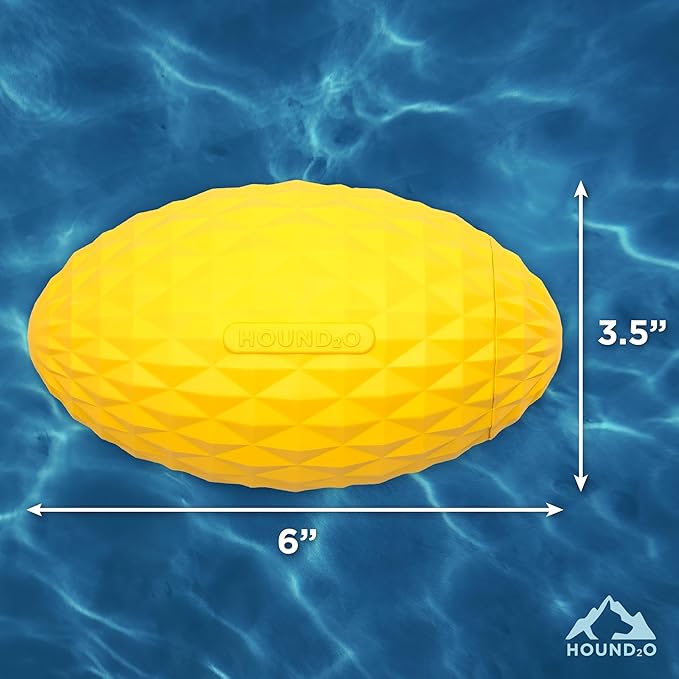 Playology Hound2O Dog Toys | Squeaky Football Toy for Dogs to Chase | Yellow Floating Outdoor Toy - Easy to Clean and Made from Non Toxic Materials