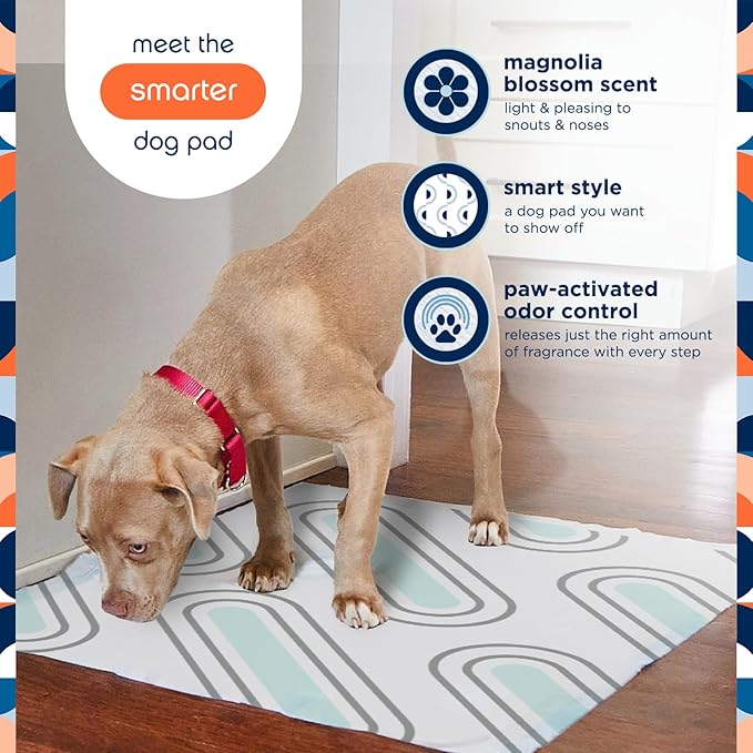 Pet Life Unlimited Smart Prints Extra Large Puppy Pads – 26" x 30", 26 Count (XL) | Stylish Dog Training Pads with Odor Controlling Wetness-Activated Magnolia Blossom Scent | USA Made
