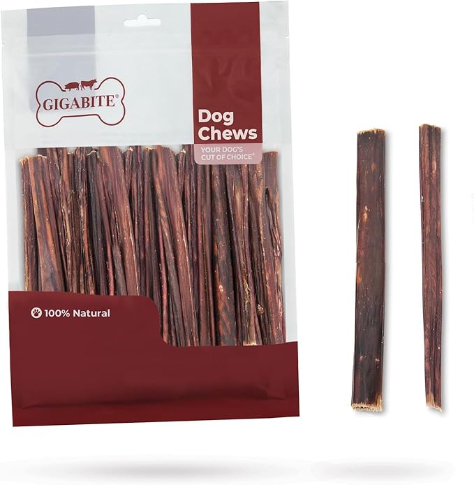 GigaBite Single Ingredient All Natural Free Range Bully Treats and Chews - Bully Sticks/Bladder Sticks/Beef Esophagus by Best Pet Supplies - Esophagus Sticks (6 Inch), Pack of 50