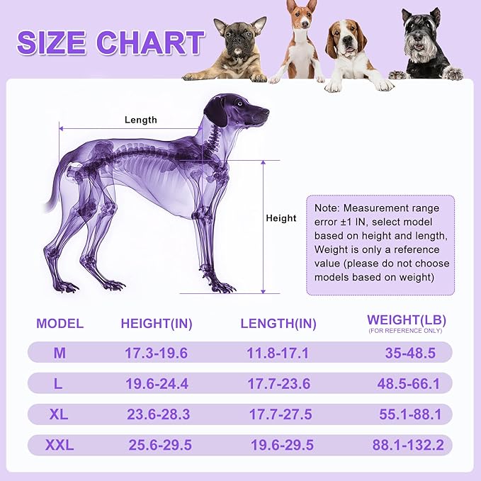 Dog Wheelchair for Back Legs - Lightweight Aluminum Alloy Dog Wheelchair, Upgraded All-Terrain Tires for Large Dogs, 88.1-132.2 lbs(XXL)