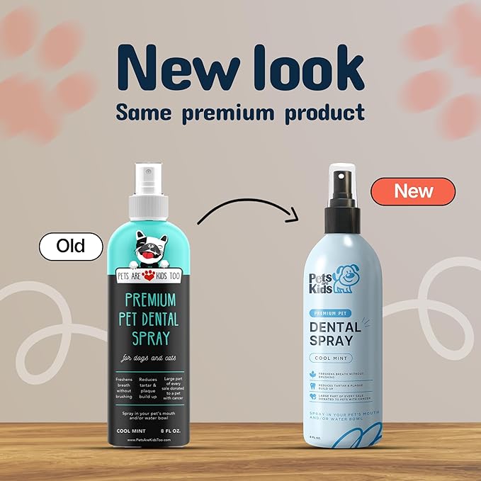 Pets are Kids Dog Dental Spray - 8oz Premium Dog Breath Spray & Dental Care - Natural Breath Freshener, Fights Tartar, Plaque & Gum Disease, Mouthwash for Dogs & Cats - Mint Formula Water Additive
