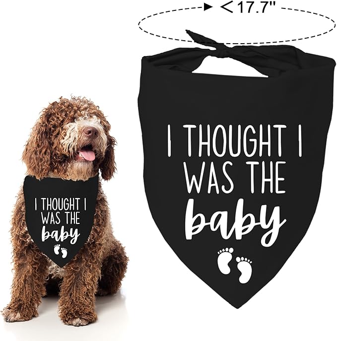 I Thought I was The Baby Bandana Pet Scarf Pregnancy Announcement Bandana Dog Bandana for Dogs Pet Accessories for Dog Lovers Pregnancy Reveal Ideas (Black)