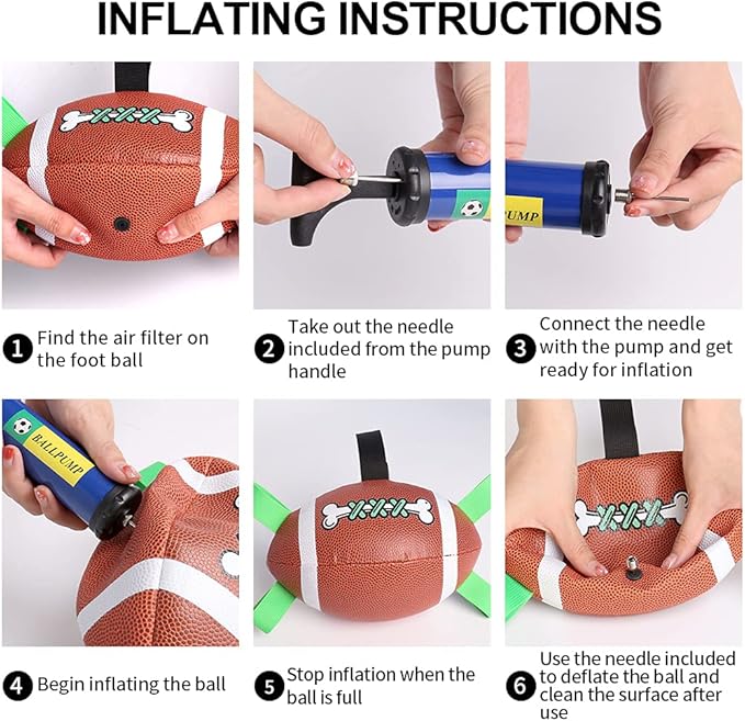 QDAN Dog Toys Football, Interactive Dog Toys for Tug of War,Superbowl Football Party Decorations Favor, Dog Water Toy, Durable Dog Balls for Small & Medium Dogs(8 inch)