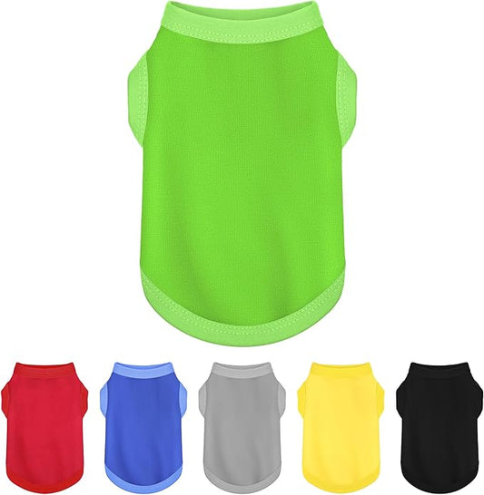 Elevate Your Dog's Fashion Quotient with Colorful and Breathable Sleeveless Cotton Shirts! Perfect Pet Apparel for Small to Medium Dogs Green S