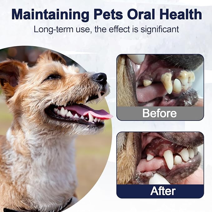 Dog Dental Care - 3.52oz Brown Seaweed Teeth Cleaning Powder, Effective Plaque & Tartar Remover, Bad Breath Treatment