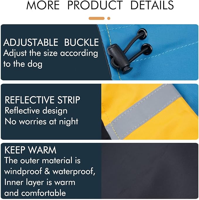 Dog Warm Coats - Windproof Dog Winter Outdoor Jackets Cold Weather Coats for Dog Waterproof Dog Raincoats with Hole for Dog Leash,Black Blue M