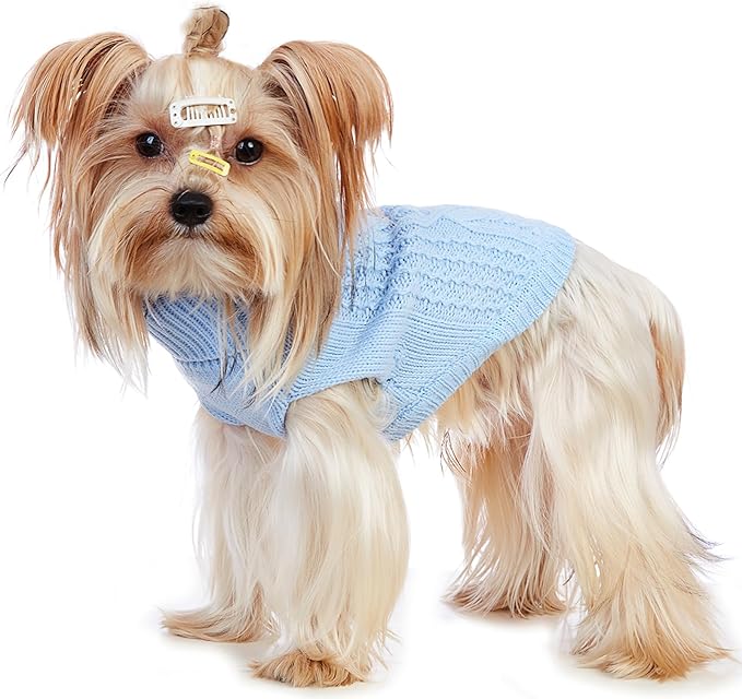 Stretchy Cat Sweater - 17 Colors & 6 Sizes | Snug Winter-Ready Knit for Boy/Girl Cats & Kittens(Blue, X-Small)