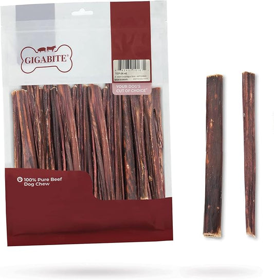 GigaBite Single Ingredient All Natural Free Range Bully Treats and Chews - Bully Sticks/Bladder Sticks/Beef Esophagus by Best Pet Supplies - Esophagus Sticks (6 Inch), Pack of 40