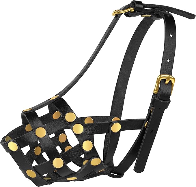 OOPSDOGGY Cocker Spaniel Dog Muzzle for Small Dogs - Leather Breathable Secure Basket Muzzle for Small Medium Breeds Prevents Biting No Chewing Adjustable (Black, Size 1 - Cocker Spaniel)