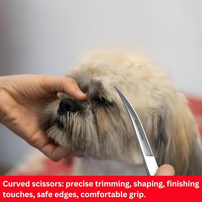 Curved Grooming Scissor for Dog Ergonomic Pet and Cats Trimming shear Long Sharp & Comfortable