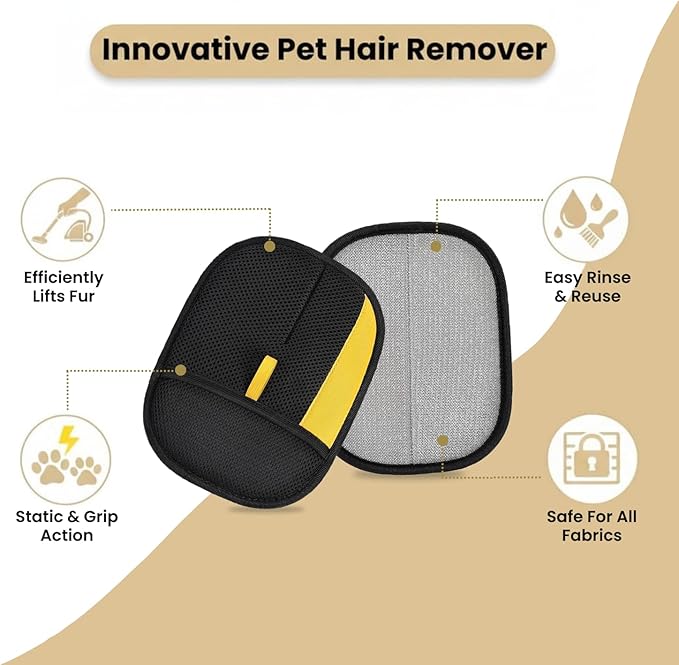 Pet Hair Removal Gloves for Cats & Dogs– Newly Upgraded Electrostatic Pet Hair Glove– Lint Removal Gloves for Sofa, Couch, Car Seat & Clothes– Magic Brush Pet Hair Remover– Catch Glove for Fur