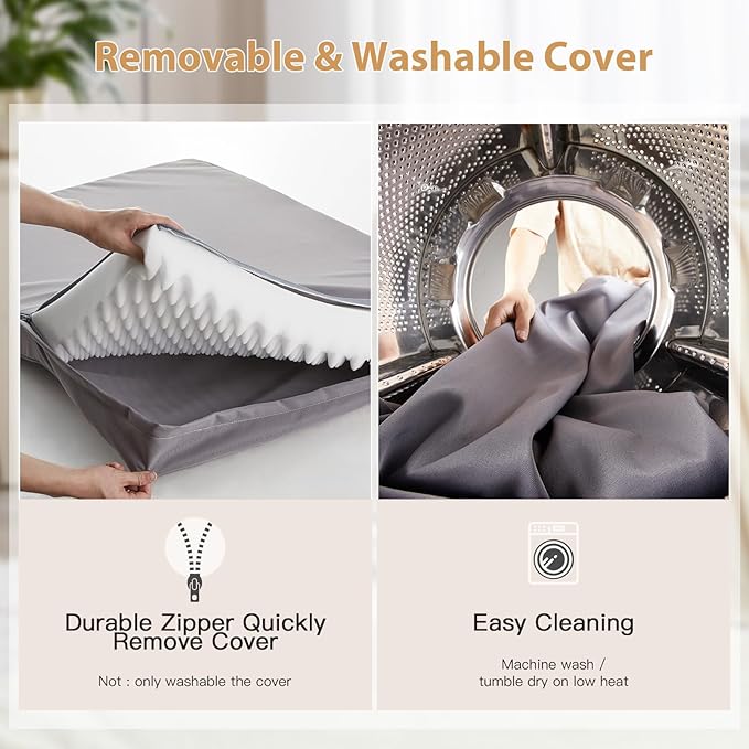 BFPETHOME Outdoor Dog Beds for Large Dogs, Waterproof Dog Bed for Medium, Large, Extra Large Dogs, Orthopedic Dog Bed with Removable Washable Cover, Egg Crate Foam Pet Bed Mat. (54 x 36 in, Grey)