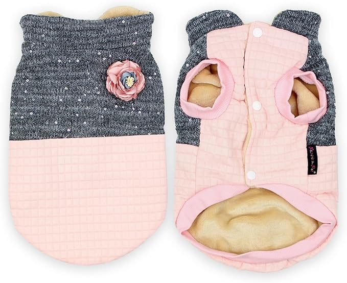 Parisian Pet Pink Winter Dog Coat - Large 2XL Windproof Quilted Fleece Jacket for Cold Weather Dogs
