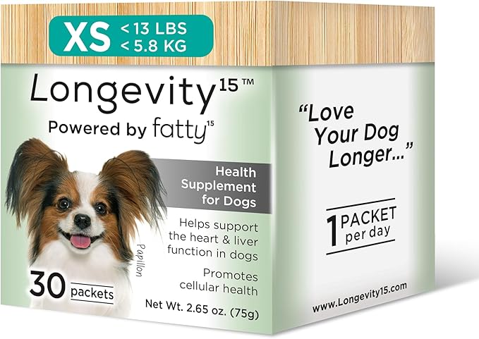 Yummy Combs Longevity15 – C15:0 – Fatty Acid Health Supplement for Dogs – Healthy Pet Supplies – for Extra Small Dogs, 1 Pack