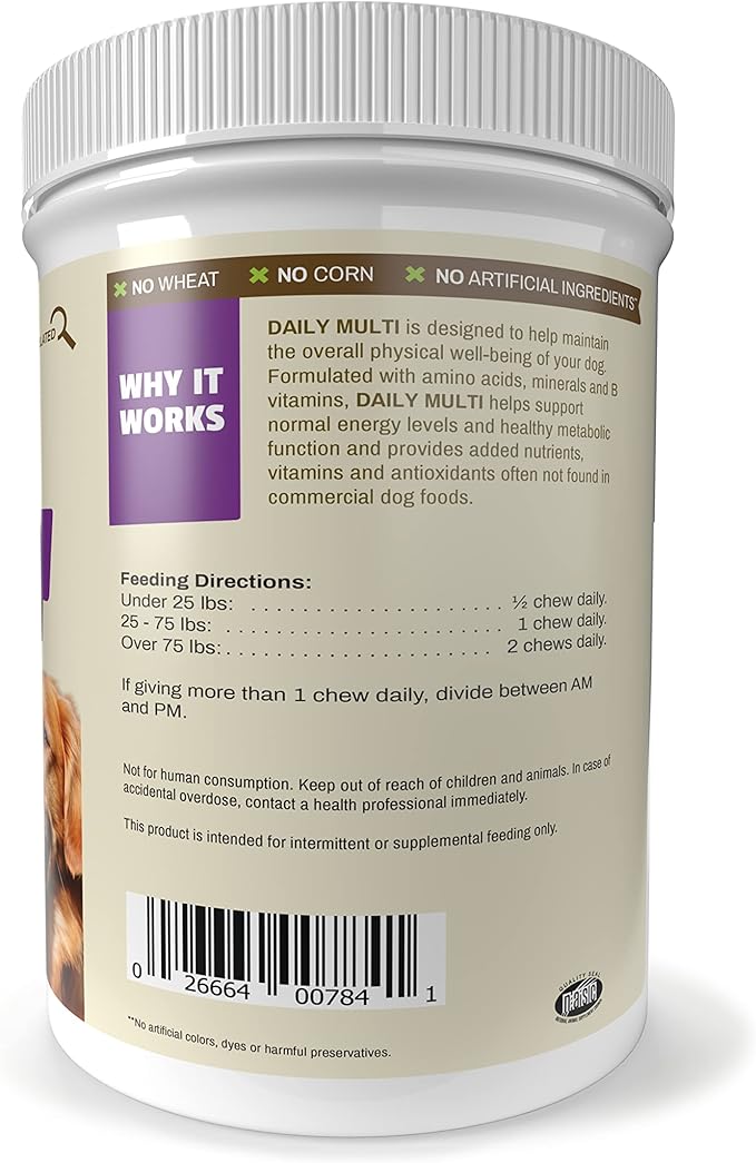 Pet Naturals Daily Multivitamin for Dogs, Veggie Flavor, 150 Chews - Yummy Chews with Amino Acids, and Antioxidants - Supports Energy, Metabolic Function and Pet Wellness