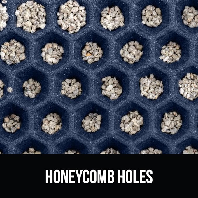 GORILLA GRIP Honeycomb Cat Litter Box Mat, 35x24 Two Layer Trapping Waste Mats, Soft On Paws, Litter Box Supplies and Essentials for Indoor Cats, Traps Excess, Water Resistant for Floors, Navy Blue