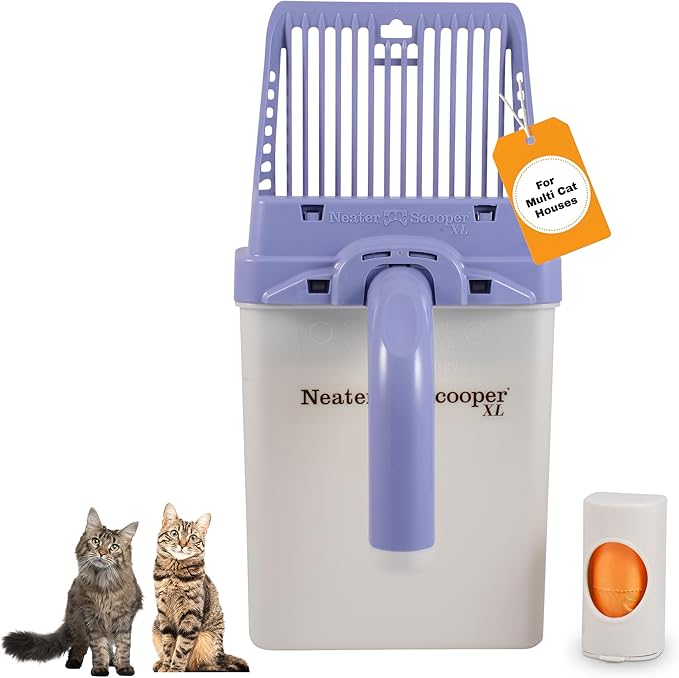 Neater Pet Brands Neater Scooper XL Cat Litter Scoop, 15 Refill Bags – Extra-Large Capacity Mess-Free Cat Litter Scooper with Bag for Large & Multiple Cats, Spill-Proof Litter Box Scooper with Holder
