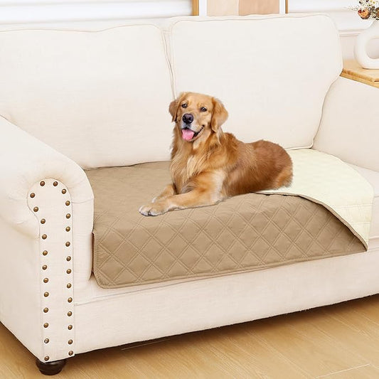 Smiry Waterproof Dog Blanket, Reversible Dog Bed Cover Pet Blanket, Soft Pet Couch Covers for Sofa Washable, Bed Couch Sofa Furniture Protector for Puppy Cat Kids (30"x53", Camel/Beige)