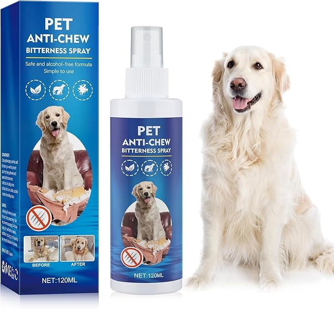 No Chew Spray for Dogs 120ML Bitter Apple Spray for Dogs Stop Chewing Licking of Furniture, Shoes, Bandages, Dog Training & Behavior Aids Spray, Indoor & Outdoor Use for Dog Deterrent Spray