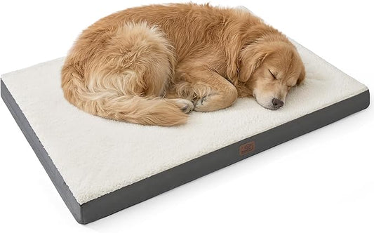 Bedsure XL Dog Beds Large Sized Dog -Orthopedic Flat Extra Large Pet Beds with Removable Washable Cover, Egg Crate Foam Mat, Suitable for Pet Up to 100 lbs