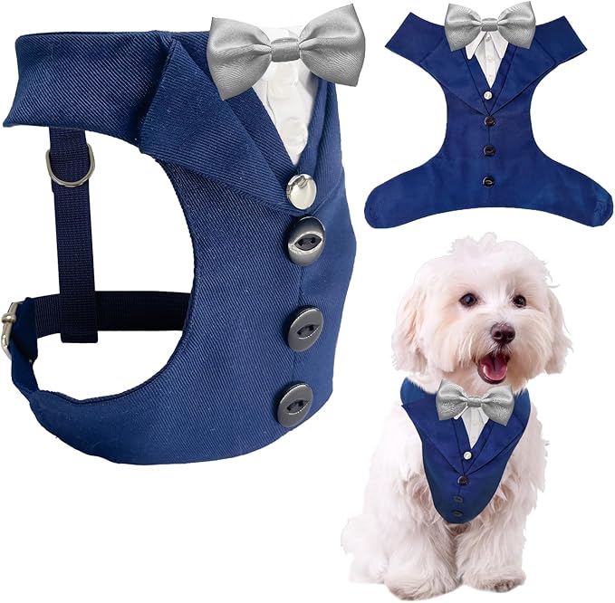 AVERYDAY Dog Tuxedo for Wedding Outfit, Dog Suit and Tie Costumes for Birthday, Halloween, Cosplay, Christmas Party, Pet Formal Wear with Bowtie, Tux for Small Dogs, Chihuahua, Bichon, Maltese, Cats