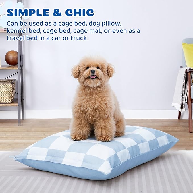Dog Bed with Removable Washable Cover for Small Dogs Deluxe Plush Dog Crate Beds Comfy Kennel Pad Waterproof Lining and Blue Gel Memory Foam Memory Foam（Blue 30 * 20 * 4in）