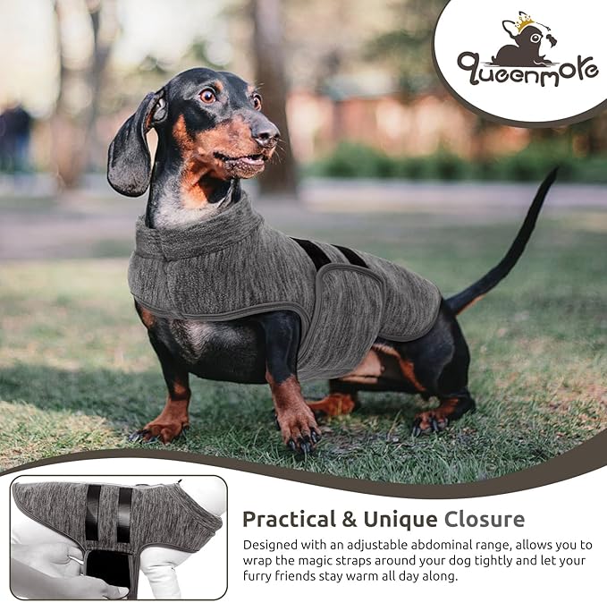 Queenmore XL Dog Sweaters, Soft Fleece Vest Pullover Dog Jacket with Leash Hole, Warm Winter Dogs Clothes Cold Weather Doggy Dachshund Sweater for Large Dogs Cats Boy or Girl (Cationic Gray, XL)