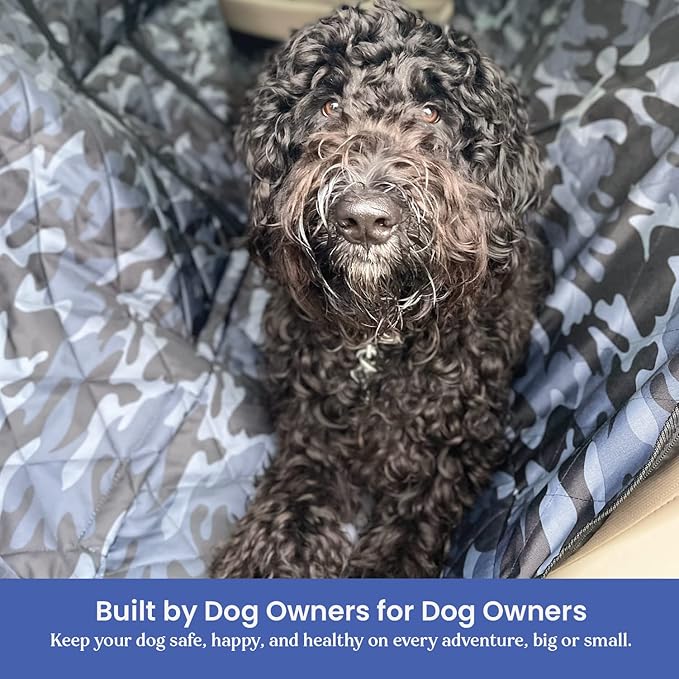 4Knines Dog Hammock for Cars, SUVs, and Small Trucks (Regular Size, Camo) – Rear Seat Cover for 60/40 Split Bench w/Armrest & Seatbelt Access – Heavy Duty, Waterproof, Easy Install, Machine Washable