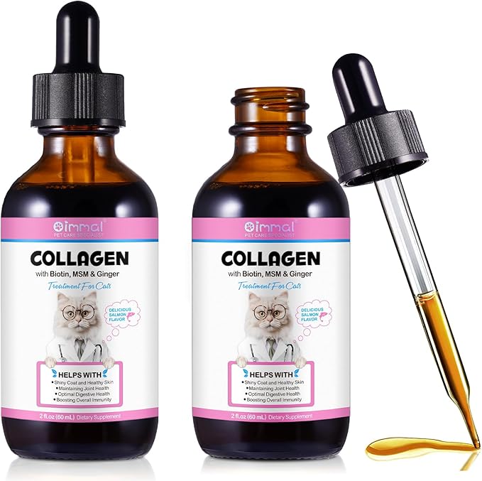 Collagen for Cats, Skin and Coat Supplement for Cats, Liquid Itch Relief with Allergies, Support Immunity, Joint Health, Cat Collagen Supplement