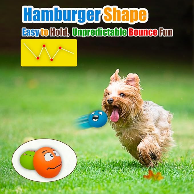Squeaky Dog Toy for Small Dogs Latex Soft Puppy Toys Small Dog Toys Balls, Smile Face Flat Squeaky Dog Balls for Mini, Small Breeds